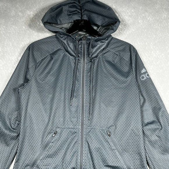 Adidas Climastorm Gray Ripstop Zip Storm-Fit Windbreaker Jacket Hooded Women’s S - Picture 3 of 13